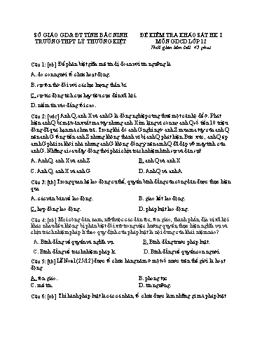 Đề thi thử học kì 1 môn GDCD 12 - Trường THPT Lý Thường Kiệt 2022-2023 (Có đáp án)
