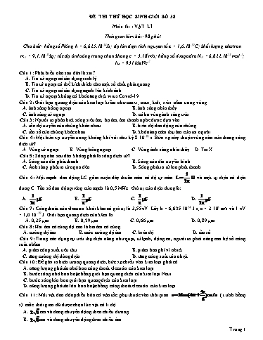 Đề thi thử HSG môn Vật lí - Đề 2 (Có đáp án)