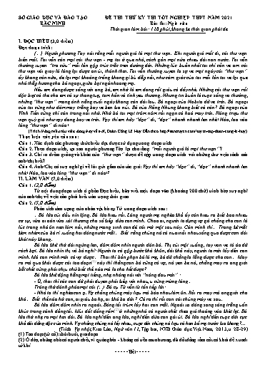 Đề thi thử kỳ thi TN THPT 2021 môn Ngữ văn - Sở GD&ĐT Bắc Ninh (Có đáp án)
