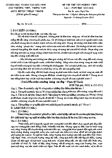 Đề thi thử TN THPT 2023 (Lần 1) môn Ngữ văn - Sở GD&ĐT Bắc Ninh cụm Thuận Thành (Có đáp án)