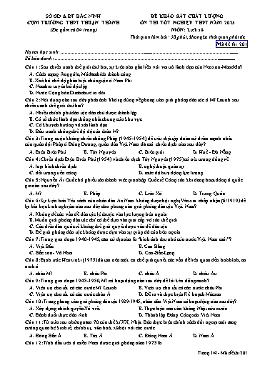 Đề thi thử TN THPT 2023 (Lần 2) môn Lịch sử - Sở GD&ĐT Bắc Ninh cụm Thuận Thành (Có đáp án)