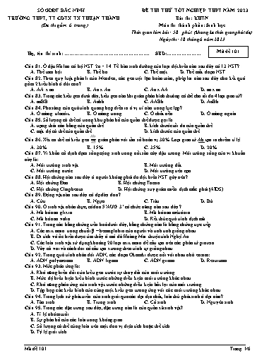 Đề thi thử TN THPT 2023 (Lần 2) môn Sinh học - Sở GD&ĐT Bắc Ninh cụm Thuận Thành (Có đáp án)