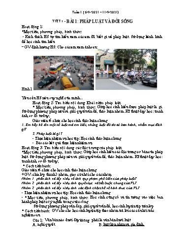 Giáo án GDCD 12 - Tiết 1, Bài 1: Pháp luật và đời sống - Năm học 2021-2022