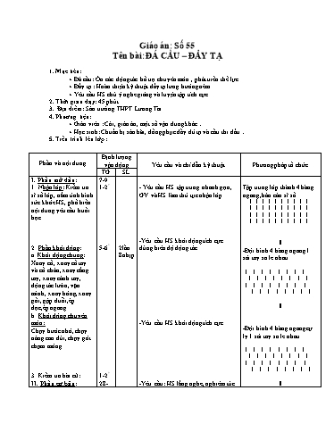 Giáo án Giáo dục thể chất 12 - Đá cầu, đẩy tạ