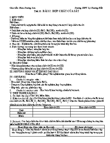 Giáo án Hóa học 12 - Tiết 53, Bài 32: Hợp chất của sắt - Đàm Trường Sơn