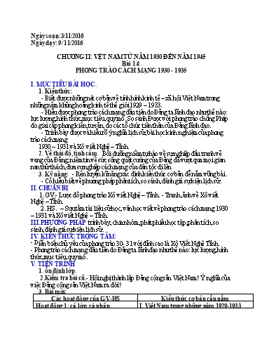 Giáo án Lịch sử 12 - Bài 14: Phong trào cách mạng 1930-1935 - Ngô Thị Út Trang