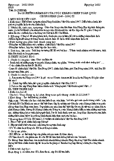 Giáo án Lịch sử 12 - Bài 18: Những năm đầu của cuộc kháng chiến toàn quốc chống thực dân Pháp (1946 - 1950) (tiếp theo) - Nguyễn Thị Thanh Liễu