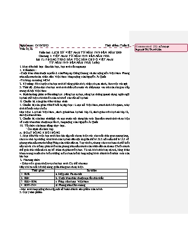 Giáo án Lịch sử 12 - Tiết 15+16, Bài 12: Phong trào dân tộc dân chủ ở Việt Nam từ năm 1919 đến năm 1925 - Năm học 2023-2024