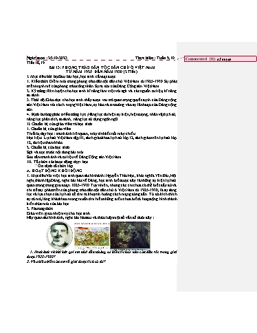 Giáo án Lịch sử 12 - Tiết 18+19, Bài 13: Phong trào dân tộc dân chủ ở Việt Nam từ năm 1925 đến năm 1930 - Năm học 2023-2024