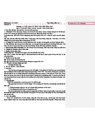 Giáo án Lịch sử 12 - Tiết 20+21, Bài 14: Phong trào cách mạng 1930-1935 - Năm học 2023-2024