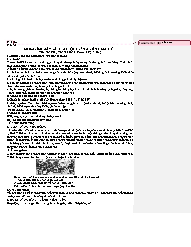 Giáo án Lịch sử 12 - Tiết 31, Bài 18: Những năm đầu của cuộc kháng chiến toàn quốc chống thực dân Pháp (1946 -1950) - Năm học 2023-2024