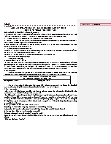 Giáo án Lịch sử 12 - Tiết 33+34, Bài 19: Bước phát triển của cuộc kháng chiến toàn quốc chống thực dân Pháp (1951-1953) - Năm học 2023-2024