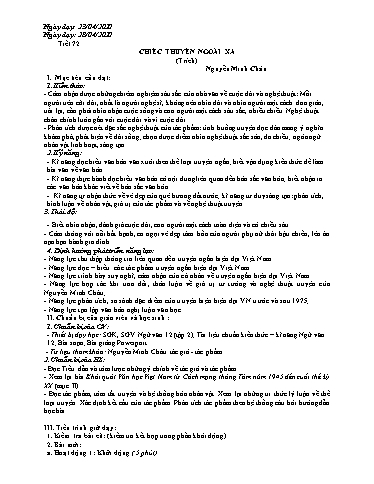 Giáo án Ngữ văn 12 - Tiết 72: Chiếc thuyền ngoài xa (Tiết 1)