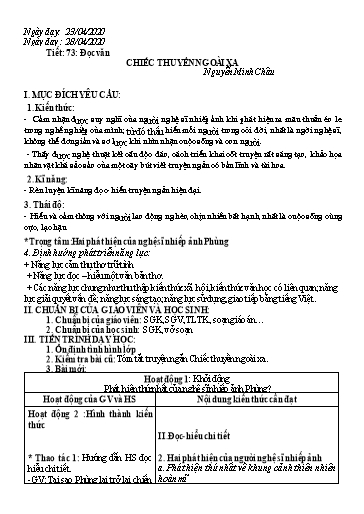 Giáo án Ngữ văn 12 - Tiết 73: Chiếc thuyền ngoài xa (Tiết 2)
