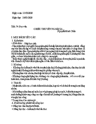 Giáo án Ngữ văn 12 - Tiết 74: Chiếc thuyền ngoài xa (Tiết 3)