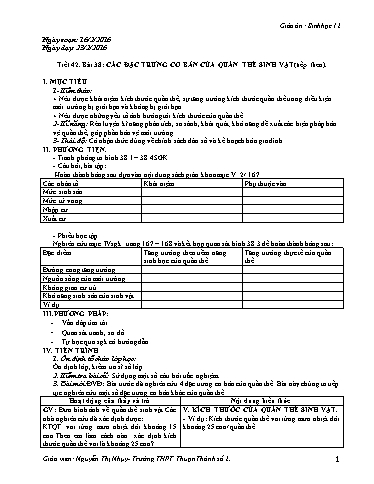 Giáo án Sinh học 12 - Tiết 41, Bài 38: Các đặc trưng cơ bản của quần thể sinh vật (tiếp theo) - Nguyễn Thị Nhụy