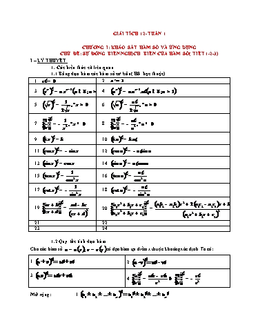 Giáo án Toán 12 - Chủ đề: Sự đồng biến nghịch biến của hàm số (tiết 1+2+3). Khối đa diện - Năm học 2021-2022