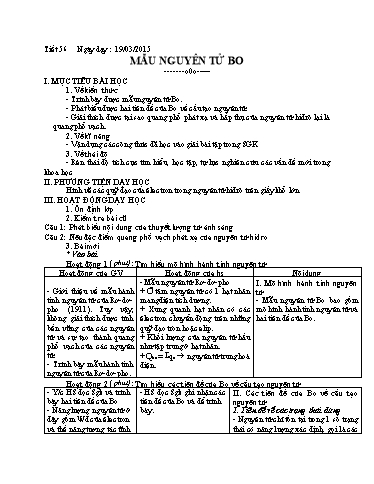Giáo án Vật lí 12 - Tiết 56: Mẫu nguyên tử BO