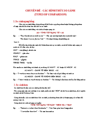 Ôn tập Tiếng Anh 12 - Chuyên đề: Các hình thức so sánh (Types of comparison)