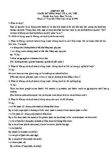 Ôn tập Tiếng Anh 12 - Chuyên đề: Cách sử dụng mạo từ a, an, the - Đào Thị Lộc