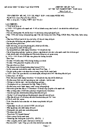 Ôn tập TN THPT 2023 môn Lịch sử - Chuyên đề: Mĩ, Tây Âu, Nhật Bản 1945-2000 (Nước Mĩ) - Trường THPT Quế Võ số 3