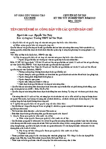 Ôn tập TN THPT môn GDCD - Chuyên đề 5: Công dân với các quyền dân chủ