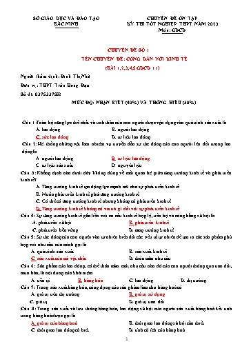 Ôn tập TN THPT môn GDCD - Chuyên đề: Công dân với kinh tế (Bài 1,2,3,4,5 GDCD 11)