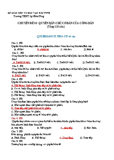 Ôn tập TN THPT môn GDCD - Chuyên đề: Quyền dân chủ cơ bản của công dân