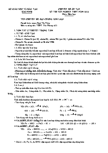 Ôn tập TN THPT môn Hóa học 12 - Chuyên đề: Đại cương kim loại