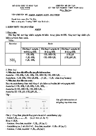 Ôn tập TN THPT môn Hóa học - Chuyên đề: Amin- Amino axit- Protein