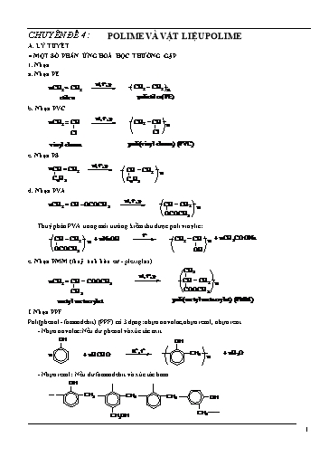 Ôn tập TN THPT môn Hóa học - Chuyên đề: Polime và vật liệu polime