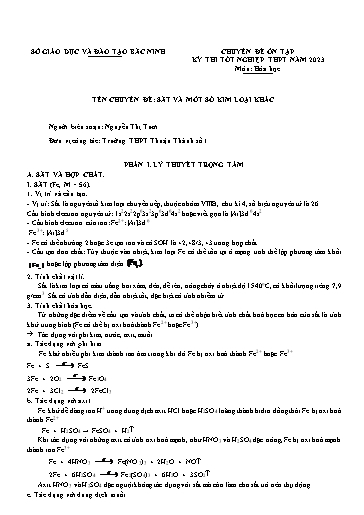 Ôn tập TN THPT môn Hóa học - Chuyên đề: Sắt và một số kim loại khác - Nguyễn Thị Tươi