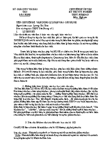 Ôn tập TN THPT môn Ngữ văn 12 - Chuyên đề: Vận dụng lí luận vào câu nghị Luận văn học