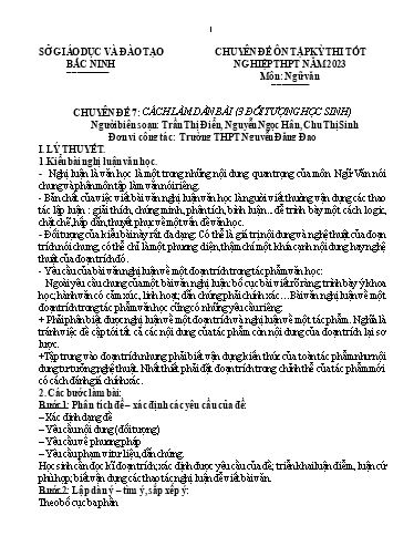 Ôn tập TN THPT môn Ngữ văn - Chuyên đề: Cách làm dàn bài - Trường THPT Nguyễn Đăng Đạo