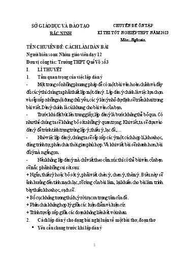 Ôn tập TN THPT môn Ngữ văn - Chuyên đề: Cách làm dàn bài