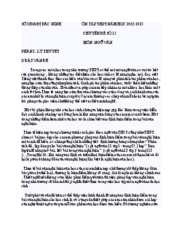 Ôn tập TN THPT môn Ngữ văn - Chuyên đề: Cách xác định luận điểm trong bài văn nghị luận