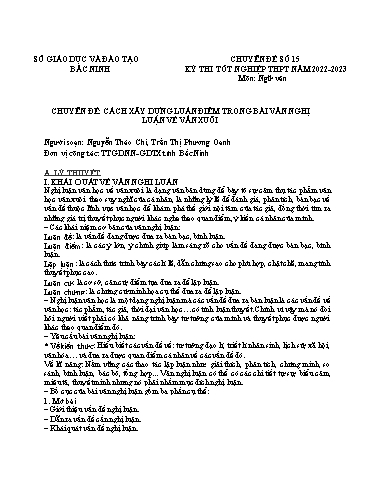Ôn tập TN THPT môn Ngữ văn - Chuyên đề: Cách xây dựng luận điểm trong bài văn nghị luận về văn xuôi