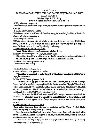 Ôn tập TN THPT môn Ngữ văn - Chuyên đề: Nâng cao chất lượng của câu hỏi vế phụ trong câu nghị luận văn học