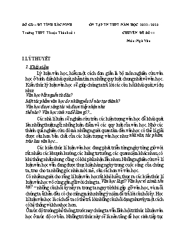 Ôn tập TN THPT môn Ngữ văn - Chuyên đề: Vận dụng lí Luận văn học