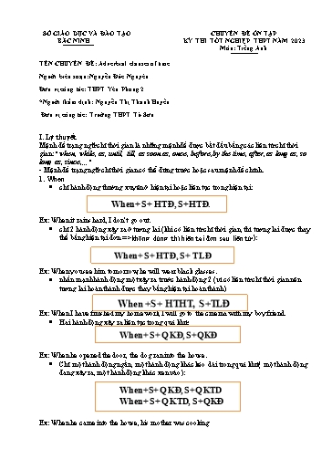 Ôn tập TN THPT môn Tiếng Anh 12 - Chuyên đề: Adverbial clauses of time