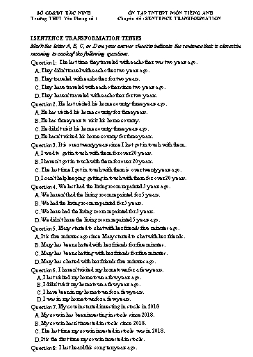 Ôn tập TN THPT môn Tiếng Anh 12 - Chuyên đề: Sentence transformation