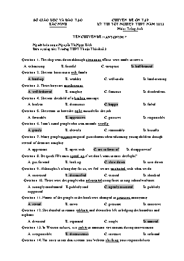 Ôn tập TN THPT môn Tiếng Anh - Chuyên đề: Antonym