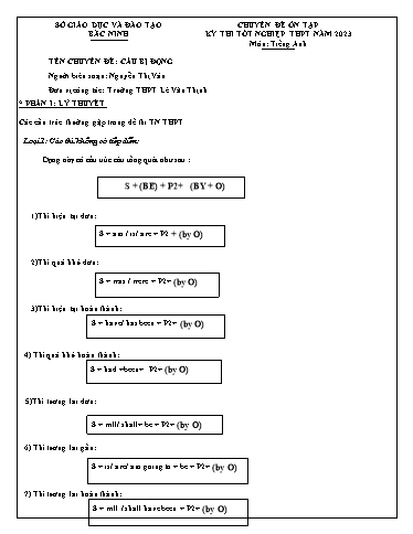 Ôn tập TN THPT môn Tiếng Anh - Chuyên đề: Câu bị động
