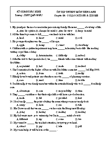 Ôn tập TN THPT môn Tiếng Anh - Chuyên đề: Collocations and idioms