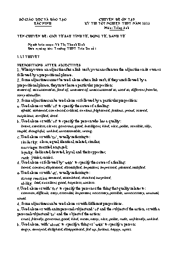 Ôn tập TN THPT môn Tiếng Anh - Chuyên đề: Giới từ sau tính từ, động từ, danh từ