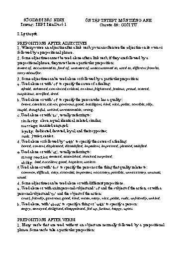 Ôn tập TN THPT môn Tiếng Anh - Chuyên đề: Giới từ