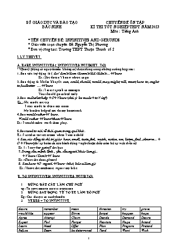 Ôn tập TN THPT môn Tiếng Anh - Chuyên đề: Infinitives and gerunds