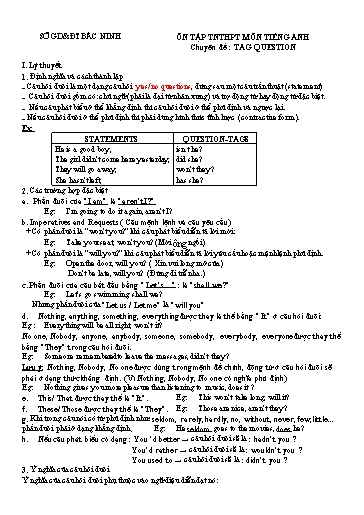 Ôn tập TN THPT môn Tiếng Anh - Chuyên đề: Tag question (Câu hỏi đuôi)