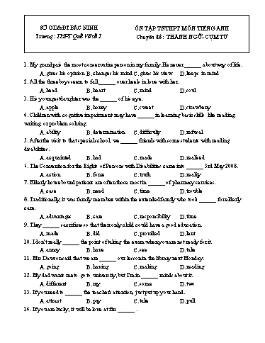 Ôn tập TN THPT môn Tiếng Anh - Chuyên đề: Thành ngữ, cụm từ