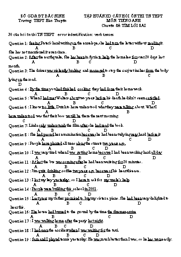 Ôn tập TN THPT môn Tiếng Anh - Chuyên đề: Tìm lỗi sai